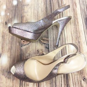 Enzo Angiolini Glittery Iridescent Peep-toe Shoes